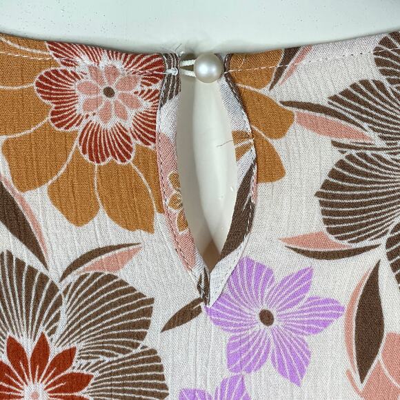 Talulah Gotta Have It Dress Long Sleeve Brown Purple Floral SZ Large - Picture 8 of 12